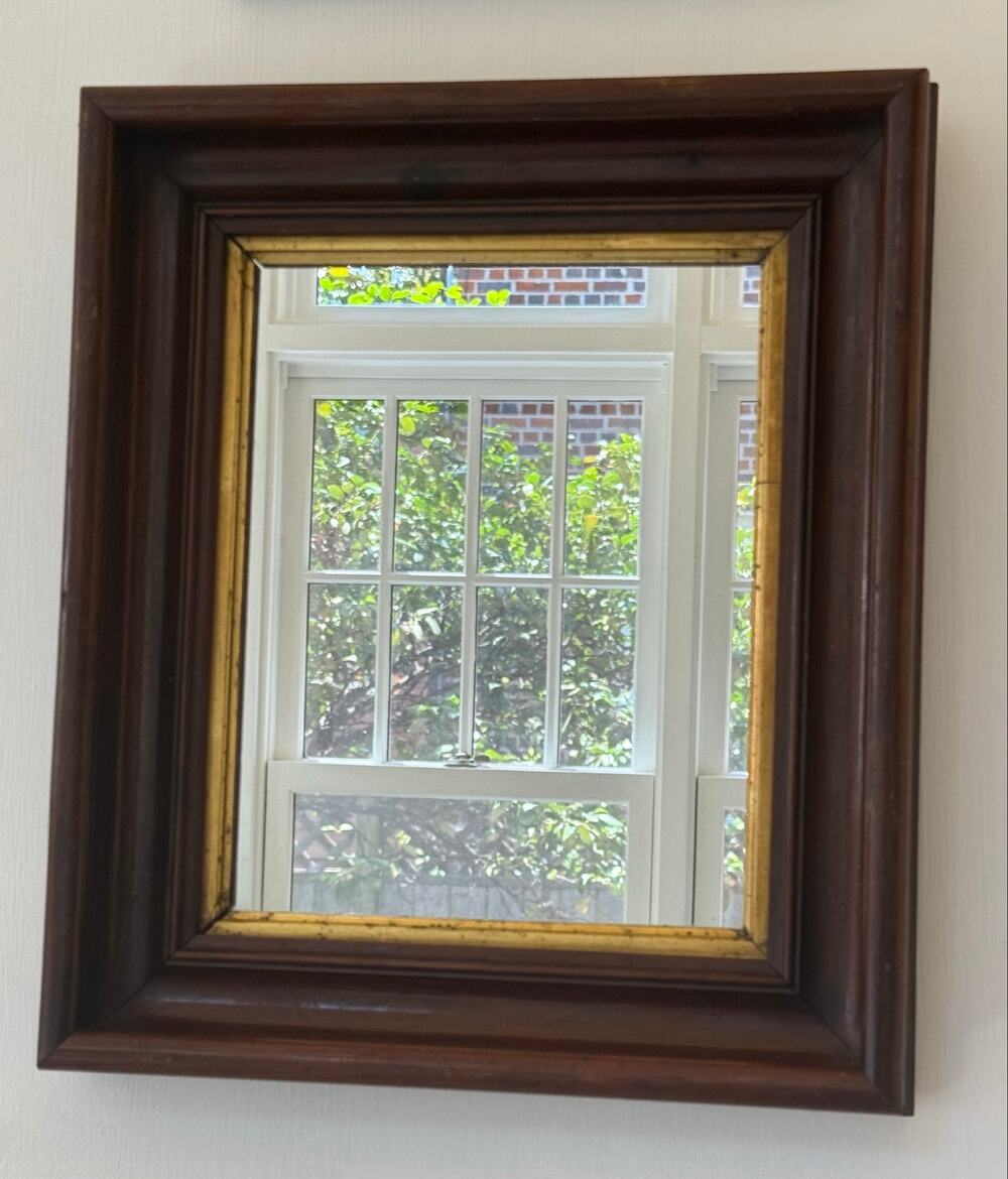 Early 20th Century American Walnut Wood With Gold Gilt Framed Wall Mirror